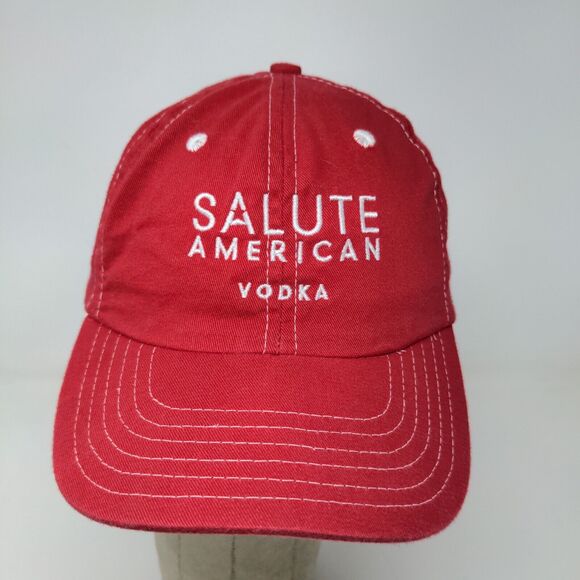 Cap America Men's Salute American Vodka Strapback Hat Red Embroidered Logo - Picture 3 of 10